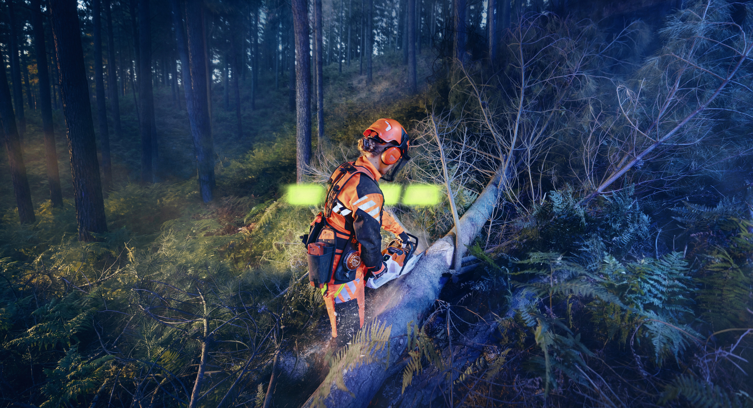 STIHL ALLPRO en acción con la MSA 260 durante trabajos forestales.
