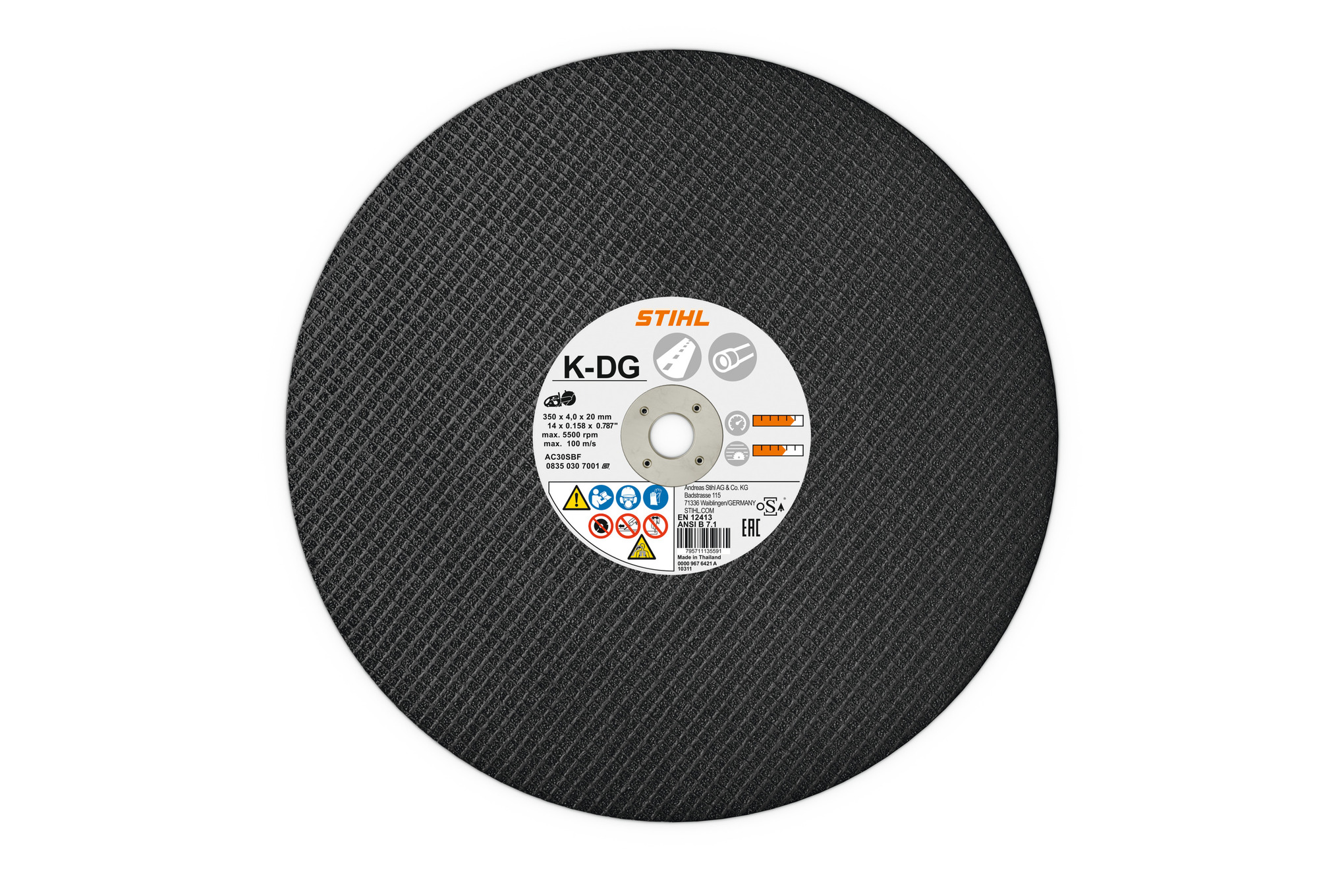 Disco de corte abrasivo para construcción de tuberías, K‑DG, Ø 300 mm/12”