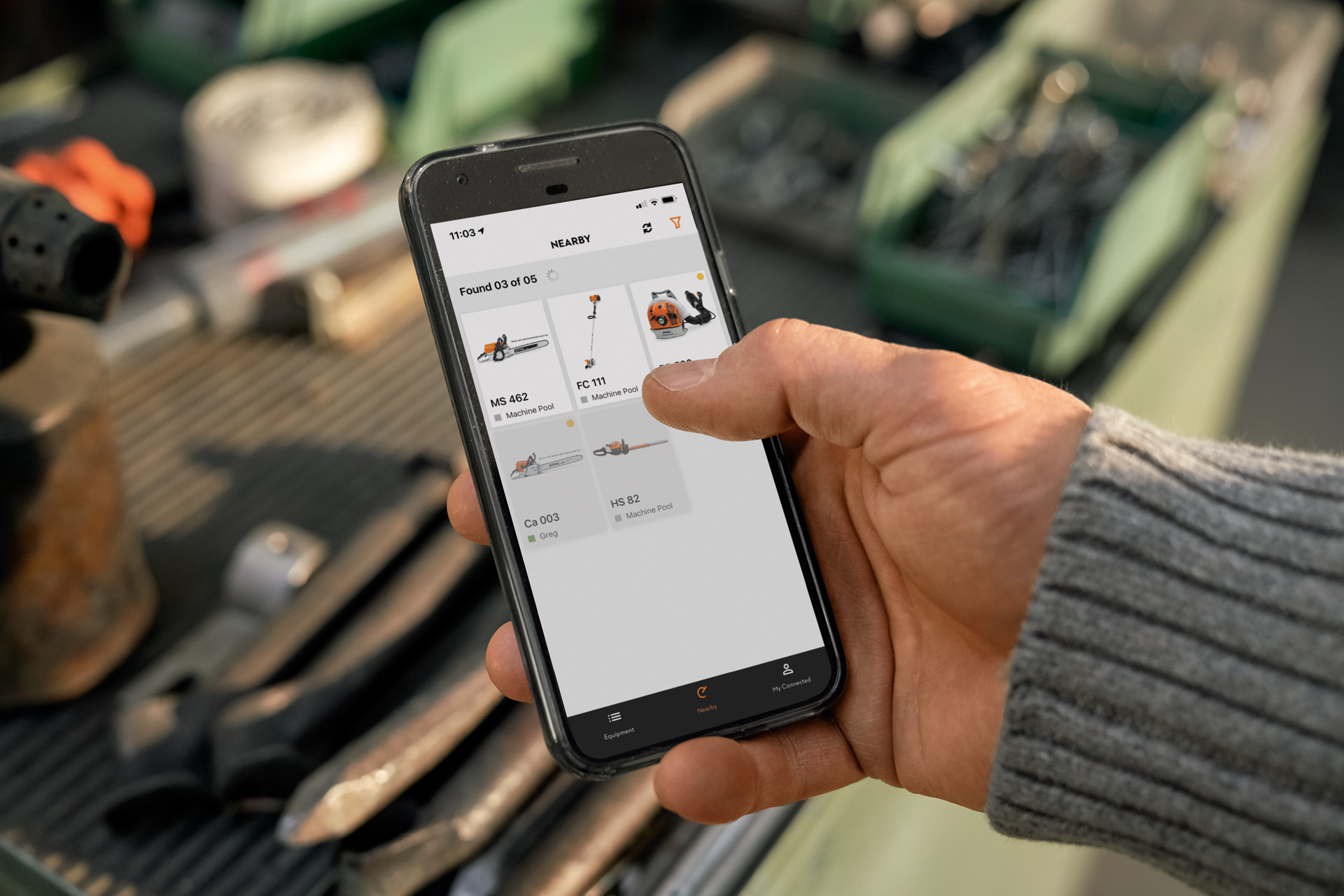 La aplicación STIHL Connected se utiliza en el smartphone