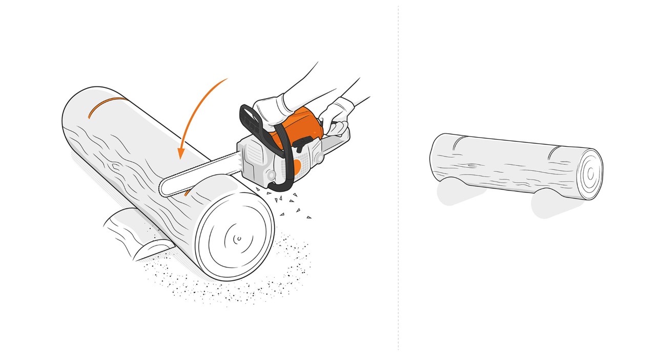 Contruyendo una maceta: Motosierra STIHL cortando los bordes de un tronco. 