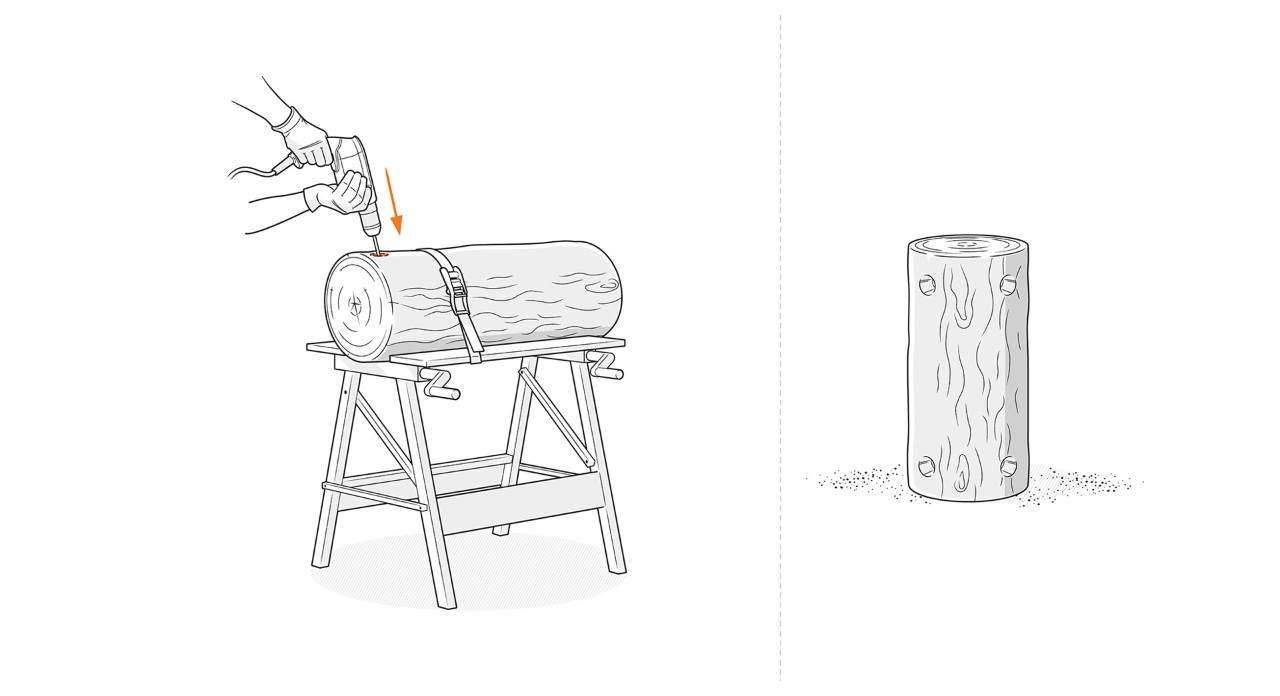 Ilustración: broca utilizada para taladrar orificios para las patas y el cuello del reno.