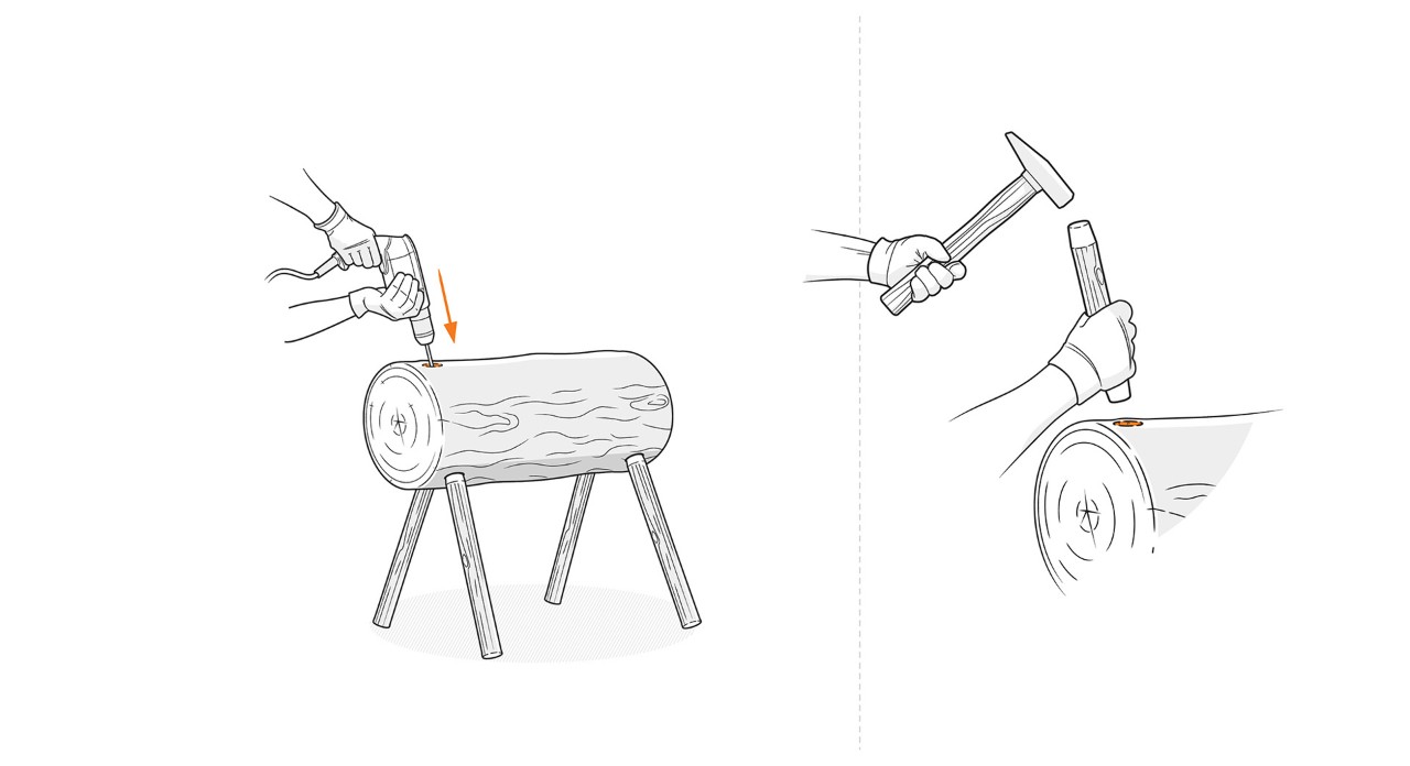 Ilustración: montaje del reno de madera.