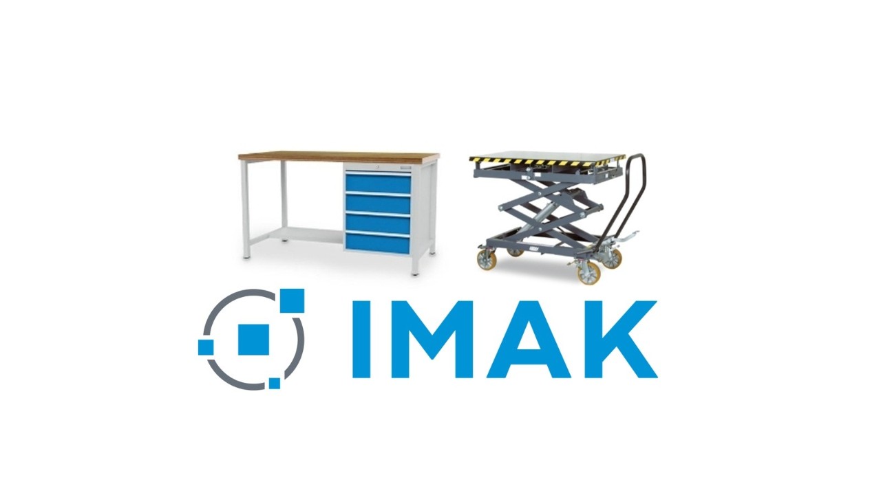Logotipo de la marca IMAK sobre dos dispositivos de marca